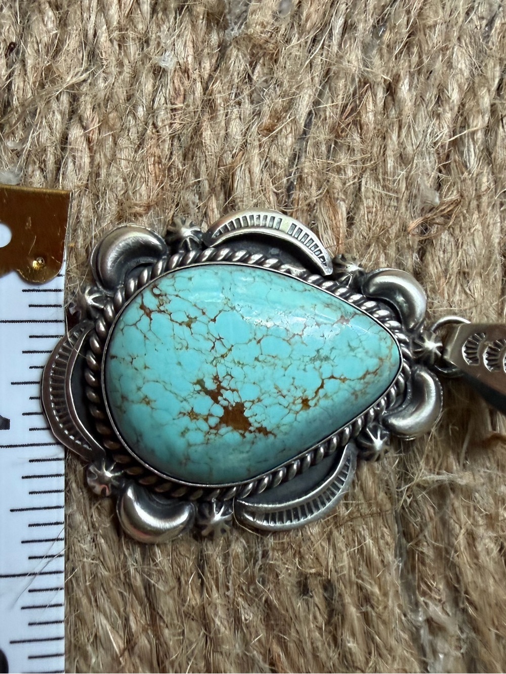 Jamson Belin Navajo Sterling Silver Turquoise Teardrop Pendant - Women Jewelry - Picture 8 of 9
